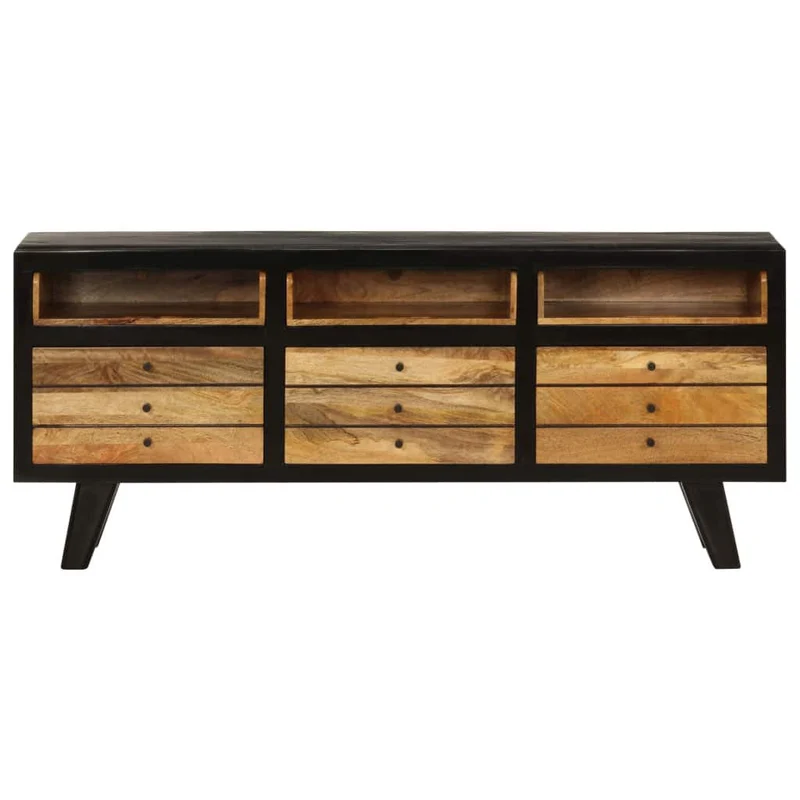 Festnight- Meuble TV en Bois Massif TV Cabinet Meuble de télévision avec 3 tiroir 120 x 30 x 50 cm Noir et Marron