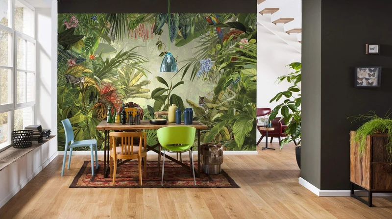 Komar xxl4-031 368 x 248 cm"Into the Wild Tropical Rain Forest Scenic" Papier peint - Vert (Lot de 4)