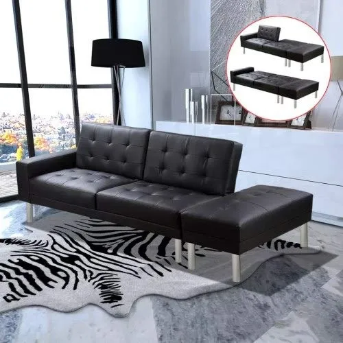 interougehome Canapé-lit Cuir Artificiel Noir
