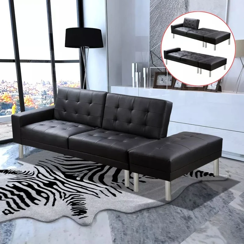 interougehome Canapé-lit Cuir Artificiel Noir