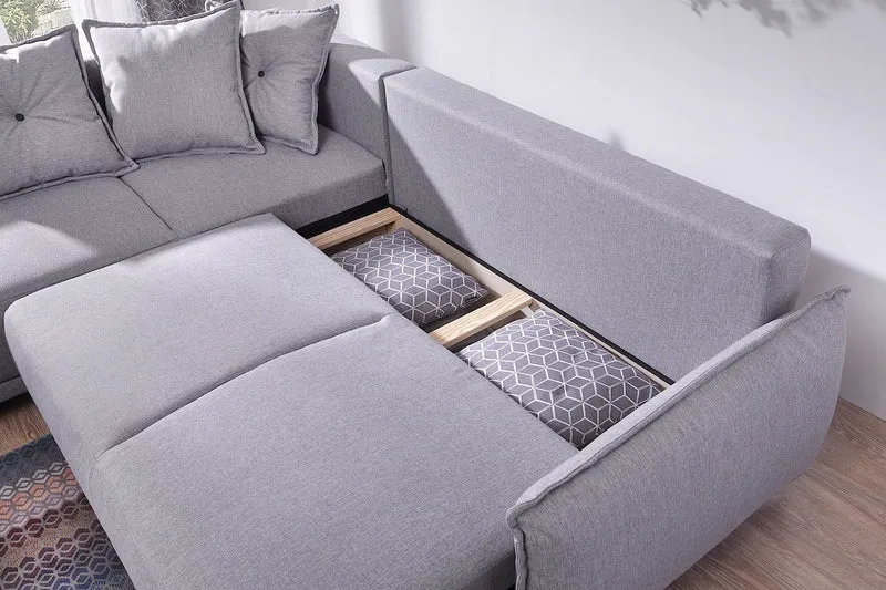 Bobochic - Lena - Canapé scandinave d'angle Gauche - Gris Clair - 236x90x190cm