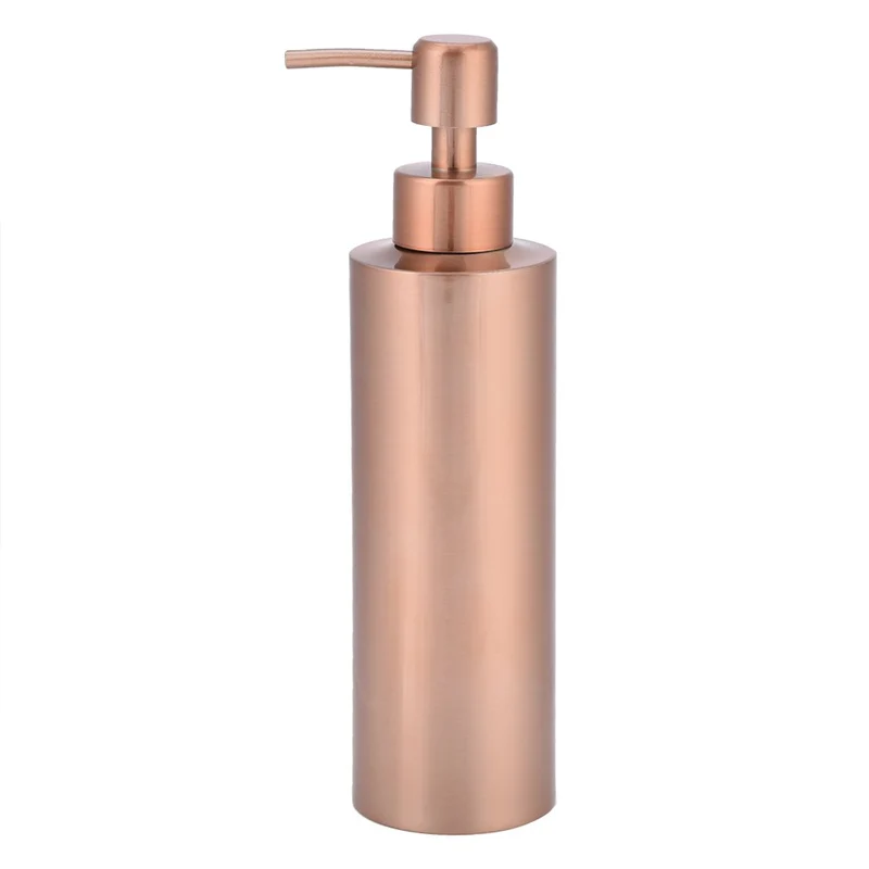 Fdit Distributeur de Savon en Acier Inoxydable Cuisine Salle de Bains Comptoir Pompe à Main Liquide Bouteille Rose Gold(350ML)