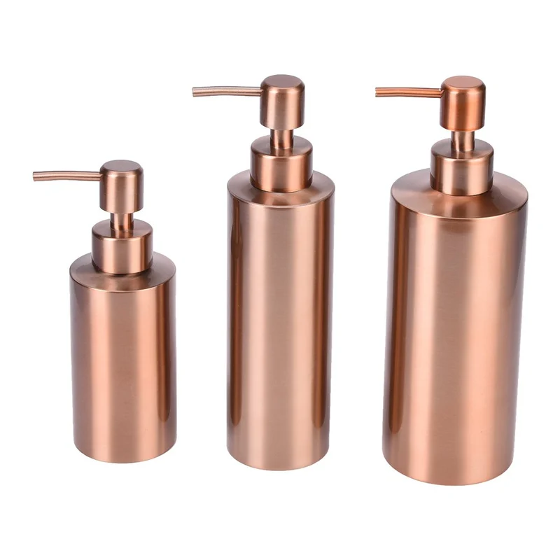 Fdit Distributeur de Savon en Acier Inoxydable Cuisine Salle de Bains Comptoir Pompe à Main Liquide Bouteille Rose Gold(350ML)