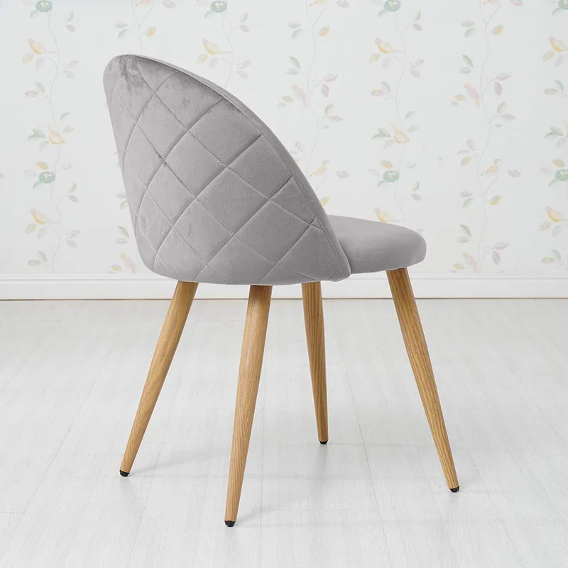 OFCASA Chaises de Salle à Manger Lot de 4 Fauteuil de Velours Chaise Rembourrée avec Jambes en Métal Salle à Manger, Maison, Bureau, Restaurant, Hôtel, Patio Meubles(Gris 4 PCS)