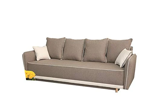 Canapé Convertible 3 Places Tissu Beige Moss