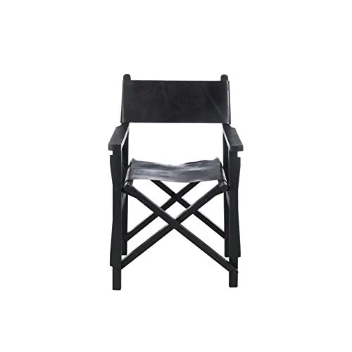Fauteuil de réalisateur en véritable cuir noir