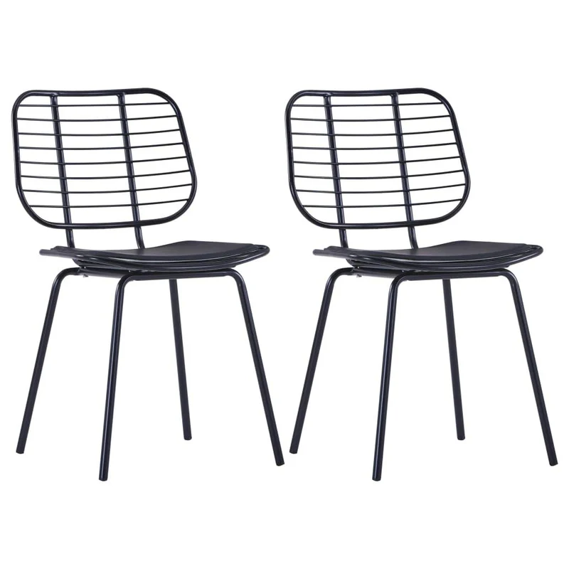 vidaXL Chaises de salle š€ manger Siššge en similicuir 2 pcs Noir Acier