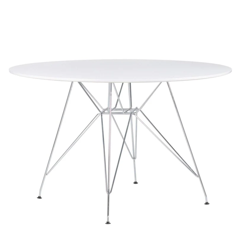 SKLUM Table Brich Scand Brich MDF Ø120 Métallisée Chromé Blanc - (Plus de Couleurs)