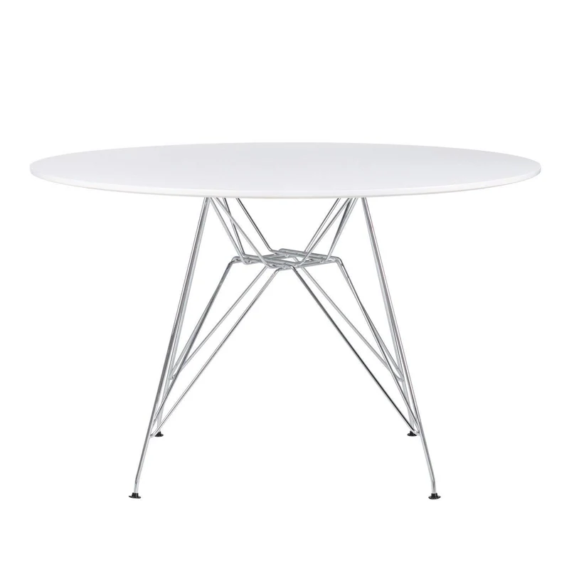 SKLUM Table Brich Scand Brich MDF Ø120 Métallisée Chromé Blanc - (Plus de Couleurs)