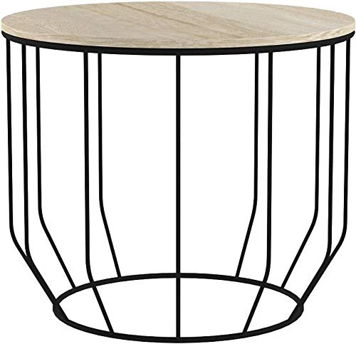 LIFA LIVING, Table Gigogne Bois et Metal Ronde, Table Basse Design Bois en Lot de 2, Petite Table Basse Gigogne Scandinave, Tables d'Appoint pour Salon