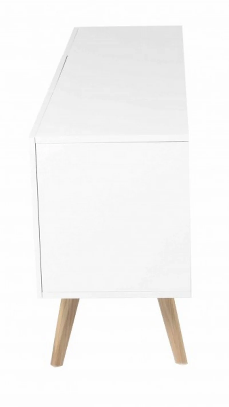 ACTUAL DIFFUSION Buffet Blanc 2 Portes 2 Tiroirs 4 Pieds Chêne Vintage, 40x160x70 cm