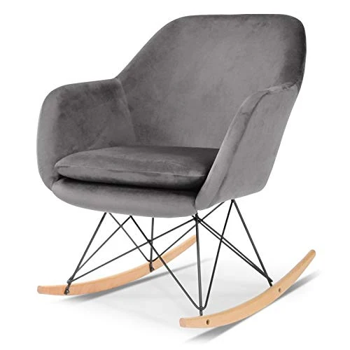 IDMarket - Fauteuil à Bascule Bora Velours Gris