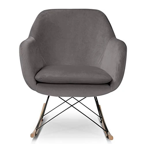IDMarket - Fauteuil à Bascule Bora Velours Gris