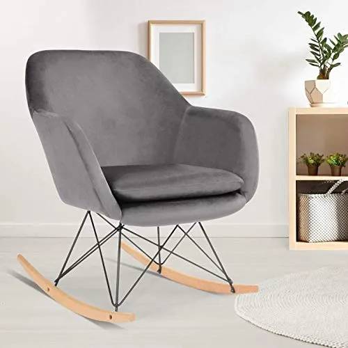 IDMarket - Fauteuil à Bascule Bora Velours Gris