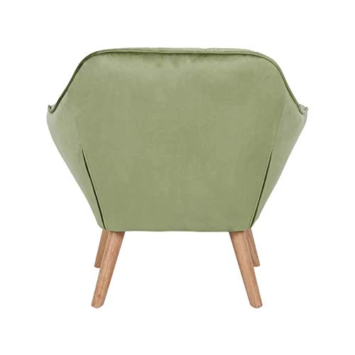 Zons Oslo Fauteuil Une Place en Velours/Suedine/Tissus Vert, Style scandinave Pieds en Bois