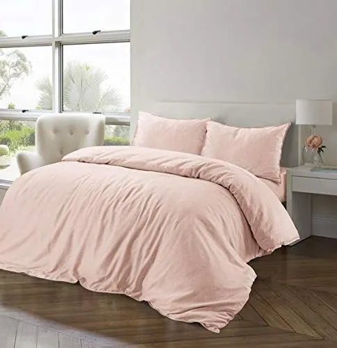 Nimsay Home Parure de lit en Coton et Lin, Drap en Coton, Rose poudré, King