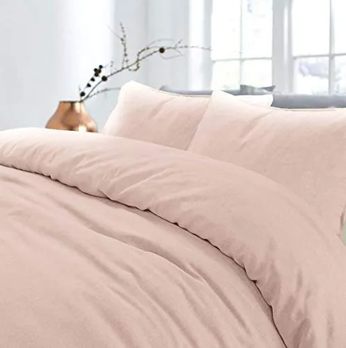 Nimsay Home Parure de lit en Coton et Lin, Drap en Coton, Rose poudré, King