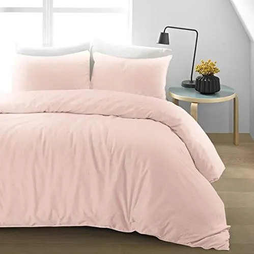 Nimsay Home Parure de lit en Coton et Lin, Drap en Coton, Rose poudré, King