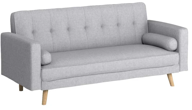 Menzzo Canapé Convertible scandinave Slow Lit, Tissu, Gris Clair, 186 x 75 x 89 cm