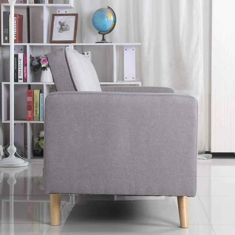 Menzzo Canapé Convertible scandinave Slow Lit, Tissu, Gris Clair, 186 x 75 x 89 cm