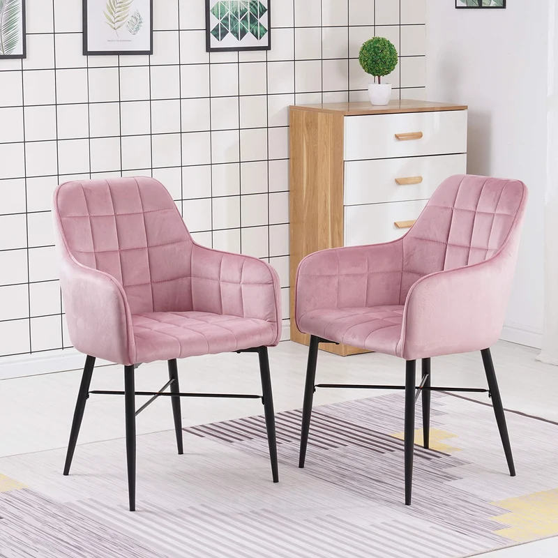 WOLTU 1 Chaise de Salle à Manger Fauteuil de Salon avec Velours Assise métal Pied,Rose BH81rs-1