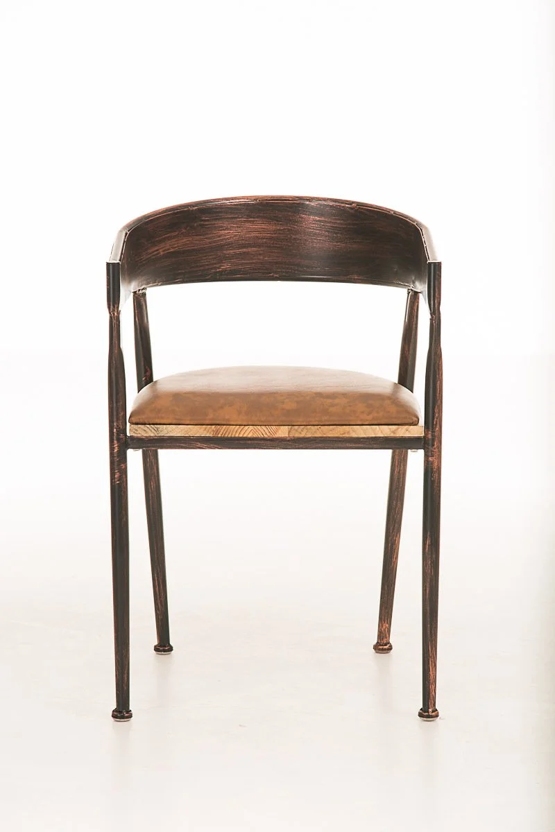 CLP Chaise de Bar Design Industriel Belvedere I Tabouret de Bar Style Industriel Assise Rembourrée Accoudoirs et Dossier I Chaise de Bistro Pieds en Bois I Couleur: Bronze