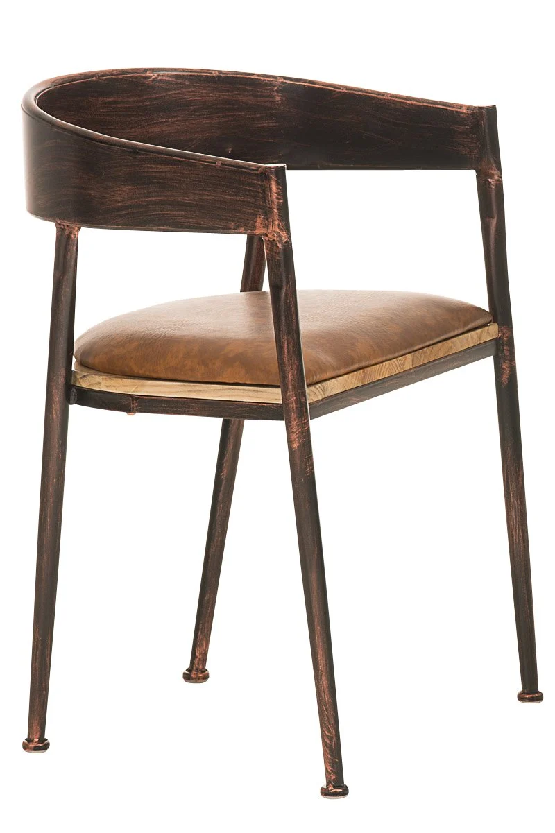 CLP Chaise de Bar Design Industriel Belvedere I Tabouret de Bar Style Industriel Assise Rembourrée Accoudoirs et Dossier I Chaise de Bistro Pieds en Bois I Couleur: Bronze