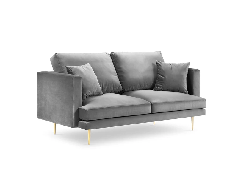 Milo Casa Canapé Velours, Brunello, 2 Places, Gris Clair, 170x95x92
