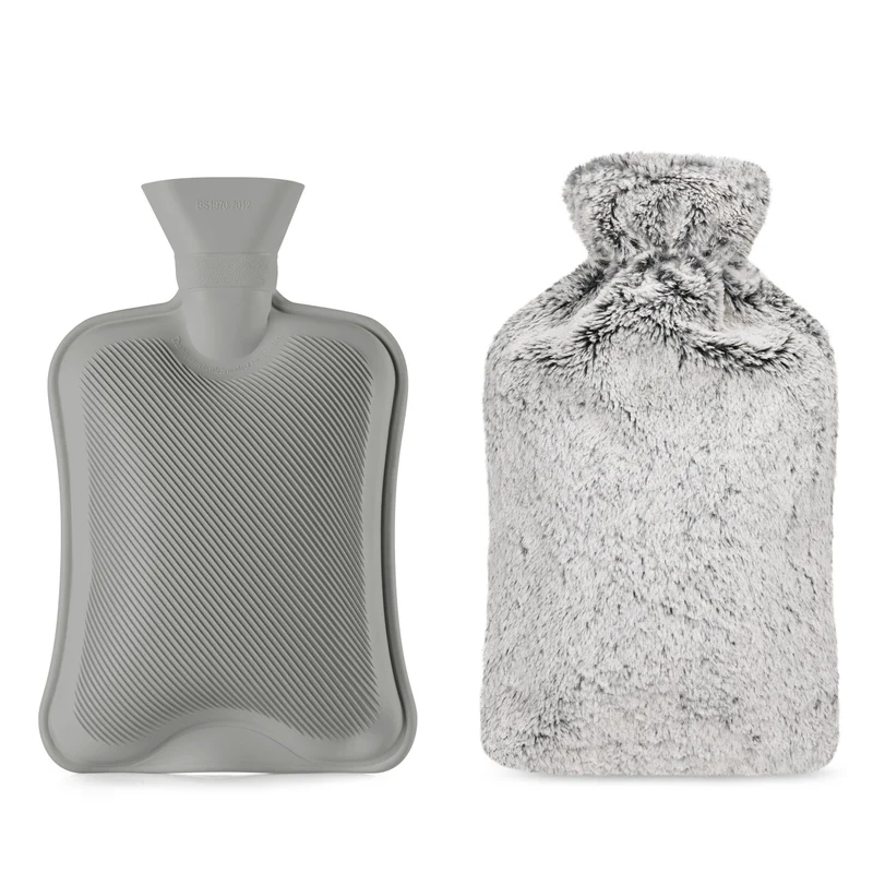 Blumtal - Bouillotte Peluche - Bouillotte Eau Chaude - Gris - 1.8L