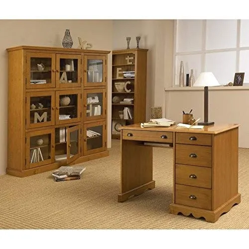 ACTUAL DIFFUSION Windsor Grand Bureau avec Réhausse Pin Massif Miel, 58,3x137,5x99 cm