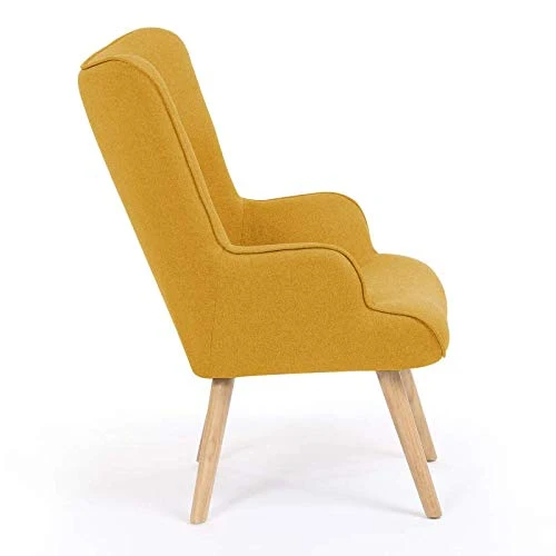 IDMarket - Fauteuil scandinave Ivar en Tissu Jaune