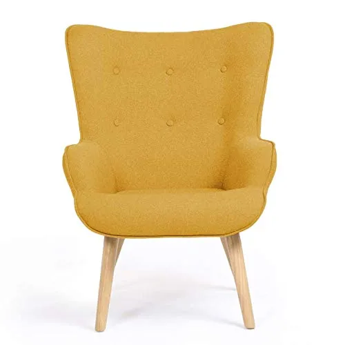 IDMarket - Fauteuil scandinave Ivar en Tissu Jaune