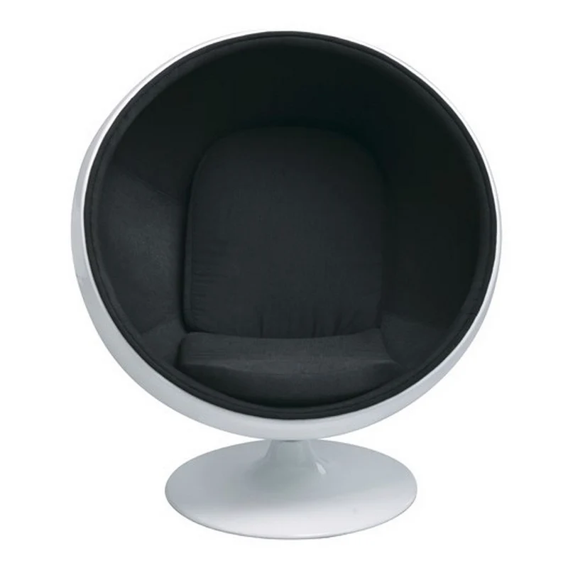 Fauteuil Design Blanc et Noir - Boule