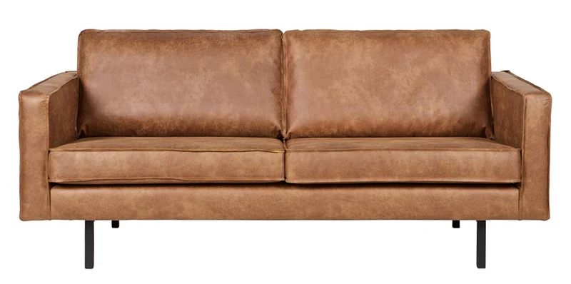 PEGANE Canapé 2,5 Places en éco-Cuir Bronco Cognac, H 85 x L 190 x P 86 cm