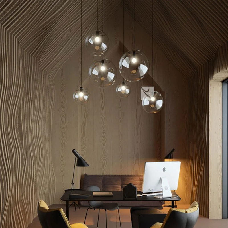 MZStech Billes en Verre Luminaire Suspension Boule verre Lustre Pendentif Lampe (20cm)