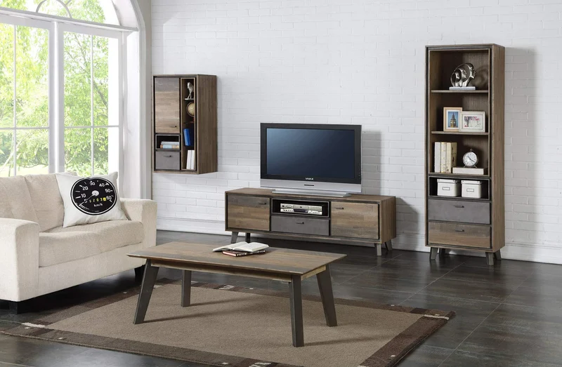 Furnhouse Malaga Acacia Plateau de Rangement en Bois Massif d'acacia Marron 50 x 100 x 8 cm