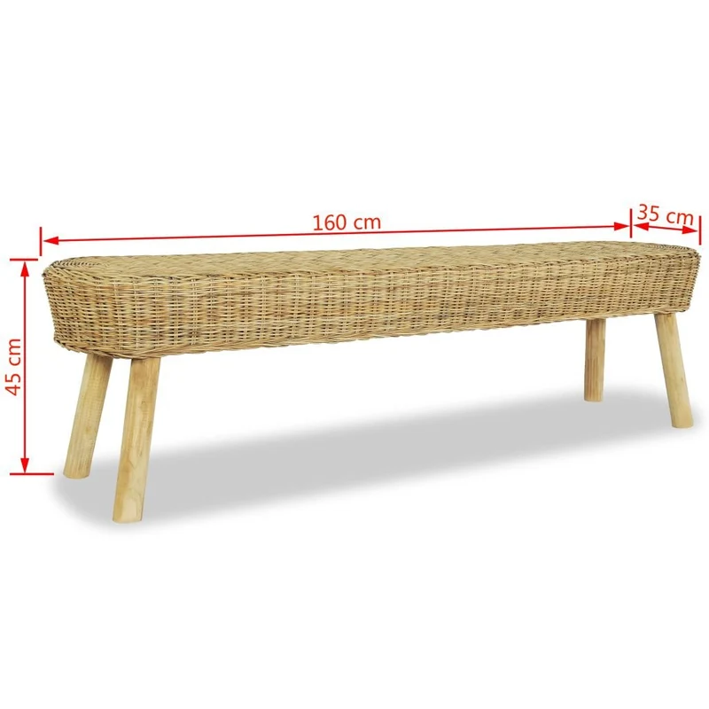 Festnight Banc de Jardin Banc d'entrée Meuble Décoration 160 x 35 x 45 cm en Rotin naturel