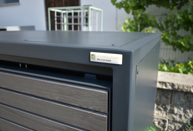 LAGER - PREMIUM Holz 2er Mülltonnenbox mit Schiebetüren