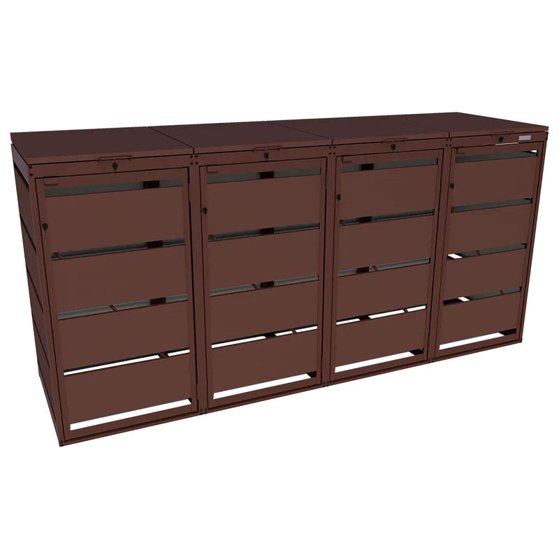 OBOX 4er Mülltonnenbox mit Klappdach