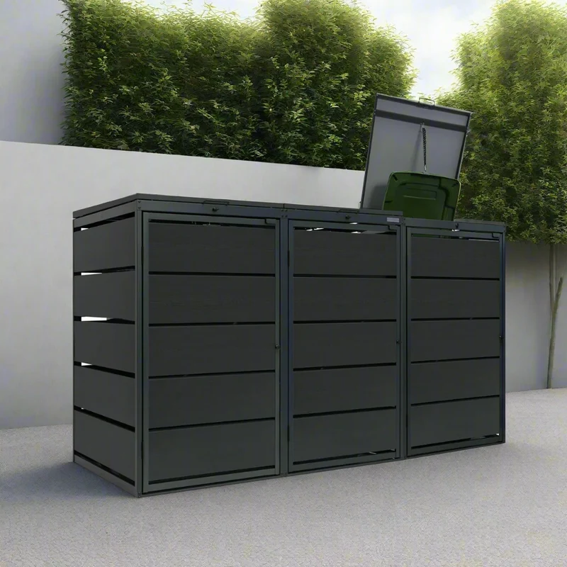 OBOX 3er Mülltonnenbox mit Klappdach