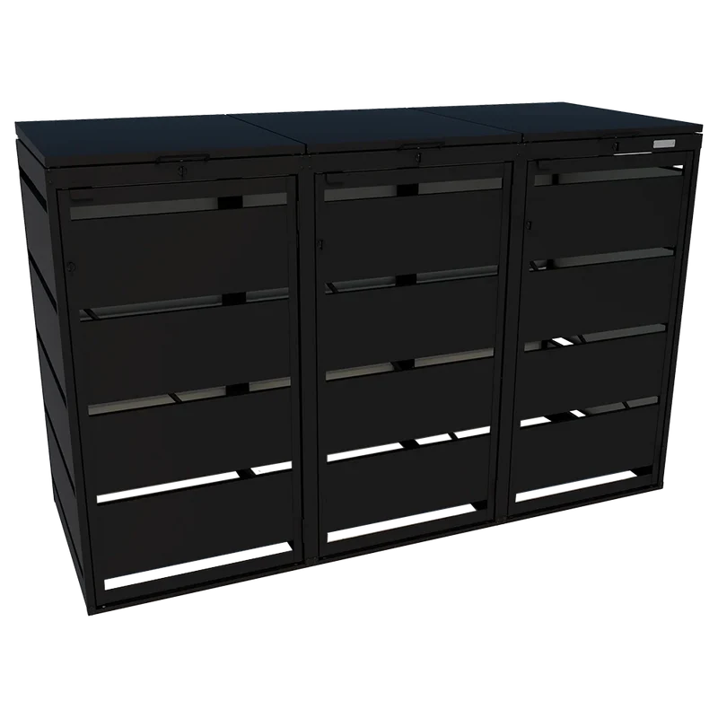 OBOX 3er Mülltonnenbox mit Klappdach