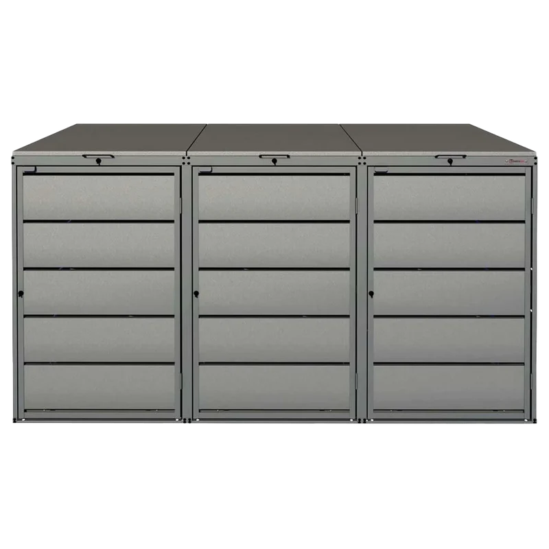 OBOX 3er Mülltonnenbox mit Klappdach
