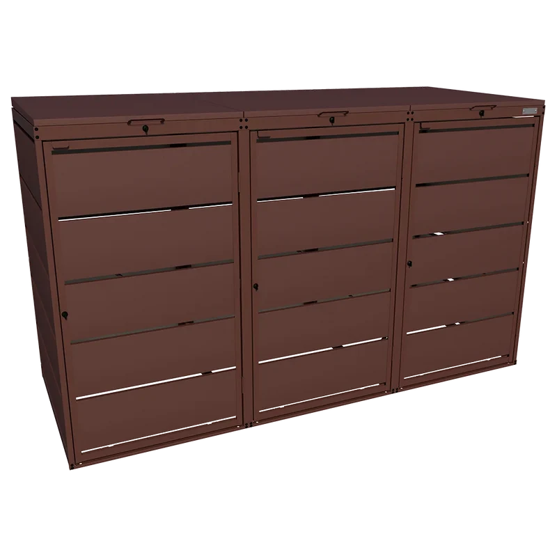 OBOX 3er Mülltonnenbox mit Klappdach