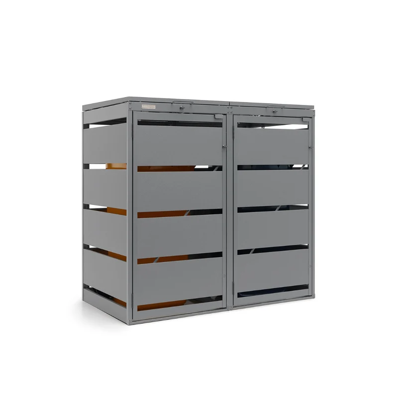 OBOX 2er Mülltonnenbox mit Klappdach