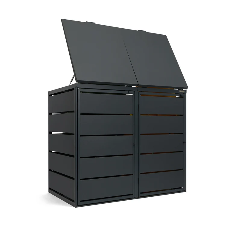 OBOX 2er Mülltonnenbox mit Klappdach