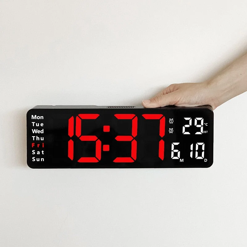 Horloge Numérique Murale avec Télécommande et Alarme