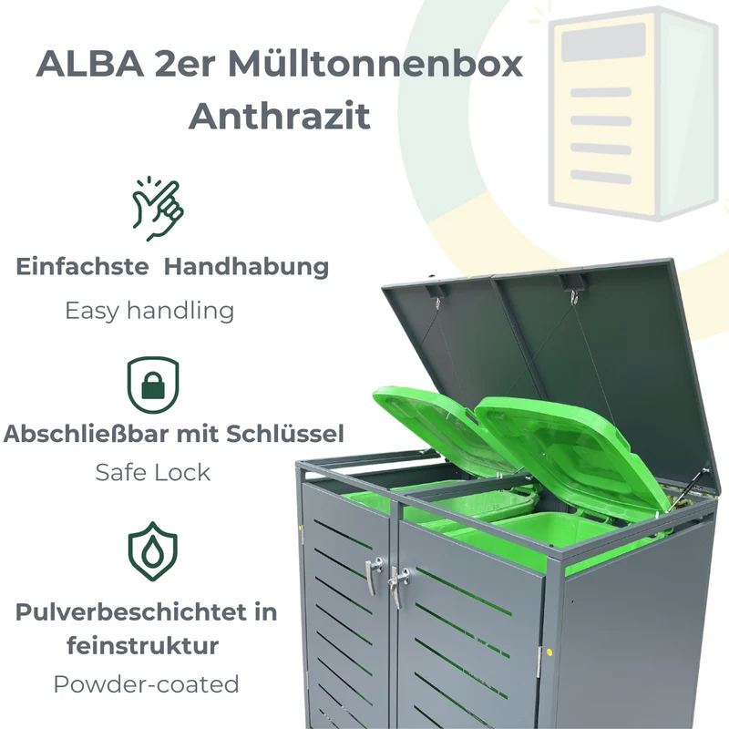 ALBA 2er Mülltonnenbox Anthrazit
