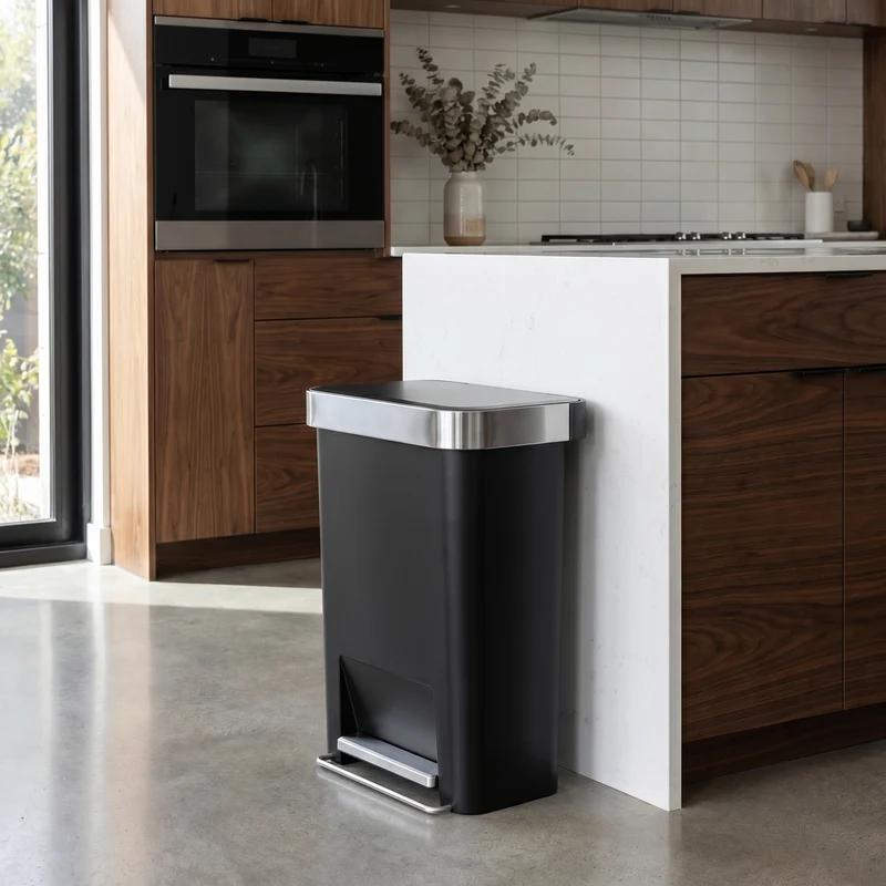 45 L Poubelle Rectangulaire à Pédale en Plastique
