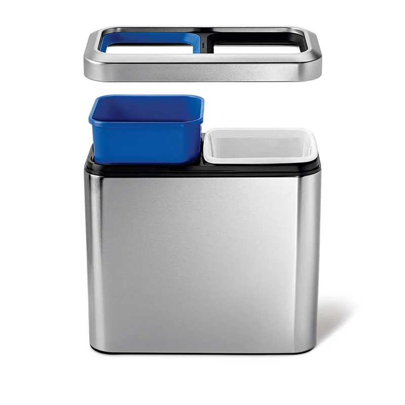 20 L Poubelle Étroite Ouverte à Deux Compartiments