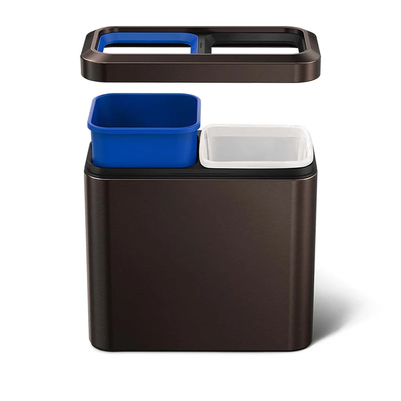 20 L Poubelle Étroite Ouverte à Deux Compartiments